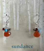 NWT Sundance Catalog Turquoise Garnet Iolite Apatite “Carnelian Amulet Earrings”