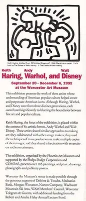 KEITH HARING ANDY WARHOL WALT DISNEY 1992 MUSEUM EXHIBITION ANNOUNCEMENT