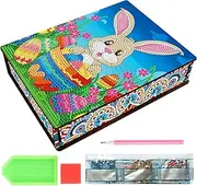 DXIA Diamond Art Jewellery Storage Box, Kids Jewellery Box, Mosaic Kits for Children, 5D Diamond Painting Wooden Jewellery Box Craft Kits, DIY Painting Set for 6-12 Year Old Girl Gifts