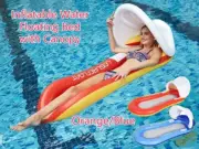 Inflatable Water Floating Bed With Canopy Beach Pool Swimming Bed Hammock Float