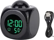 EVTSCAN Multifunctional Digital Projection Alarm Clock LCD Electronic Clock with Temperature Display Voice Time Dual Alarm Snooze Function Backlight,USB or Battery Powered