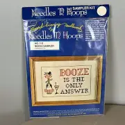 Needles 'N Hoops Stamped Cross Stitch Kit Booze is the Only Answer Bar Decor