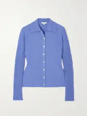 [VINCE] VINCE - Ribbed Cashmere And Silk-blend Cardigan - Light blue - medium medium Blue