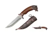 12" Stainless Steel w/ Engraved Design Blade & Wood Handle w/ Wolf on Pommel