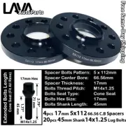 4PC 15MM THICK 5X112 66.56MM C.B WHEEL SPACER+20 14X1.25 BOLT FIT BMW MINI MODEL (for: BMW)