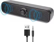 Wired Computer Speakers, USB Mini Soundbar, PC Soundbar Speakers, 3.5mm Aux Connection
