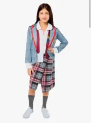 NEW Beetlejuice Astrid Girls Uniform, Shirt, Skirt, Sweater & Tie M 9/10 yrs