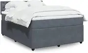 vidaXL Double Bed/Box Spring Bed with Velvet Upholstery - Dark Grey with Mattress & Headboard
