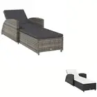 Sun Lounger with Cushion Outdoor Lounge Furniture Day Bed Poly Rattan vidaXL