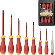 XOOL 1000V Insulated Electrician Screwdriver Set, 8-Piece with Magnetic Tips, Non-Slip Handle, Slotted & Phillips, Chrome Vanadium Steel, VDE & GS Certified for Safe Electrical Work