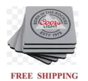 COORS LIGHT 6 NEOPRENE BAR MATS BEER COASTERS BORN IN THE ROCKIES 1978 NEW