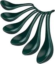 CHILDIKE Porcelain Soup Spoons Set of 6, Ceramic Chinese Soup Spoons 6.6 Inch, Asian Soup Spoons, Japanese Ramen Spoons, Green