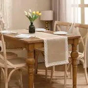 Natural Jute Braided Table Runner 13''x 120'' Long Farmhouse Table Runner