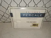 Vintage No Iron Percale Full Flat Sheet White 50% Polyester 50% Combed Cotton