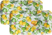 LEHAHA Melamine Lemon Large Rectangular Serving Tray/Platters Set of 2, 17.5" x 10", 2-Piece Melamine Platters Serving Set,Dishwasher Safe