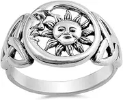 [ellifam] Sun and Moon Ring Greek Mythology Celtic Ring - Hollow, Celestial Jewelry Inspired by Ancient, Celestial Sun and Moon Ring with Celtic Knot Design, Symbolic Boho Minimalist