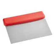Choice 6 1/4" x 3" Dough Cutter / Bench Scraper with Red Handle