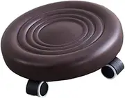 Leefasy Low Height Rolling Stool Step Stools with Swivel Caster with Thickened Cushion Sturdy Footrest for Manicure Salon Pedicure, Brown