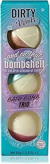 Dirty Works And On That Bombshell Bath Bomb Trio, 3 x 26g Glitter Bath Bomb Fizzers