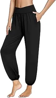 [Generic] Women's Harem Pants Loose Fit High Waist Yoga Joggers Sweatpants Lightweight Cozy Elastic Casual Trousers with Pockets
