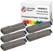 5 Pack Black Compatible Toner Cartridge for OKI 46490612 (7,000 Pages) for OKI C532 C532dn MC563 MC563dn MC573 MC573dn