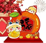 2025 New Year Decoration - 2025 Wooden Table Topper Desktop Ornaments | Cute Snake Holiday Supplies Table Decorations for New Year