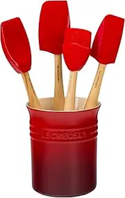 [Le Creuset] Silicone Craft Series Utensil Set with Stoneware Crock, 5 pc., Cerise