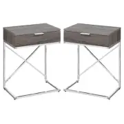 Home Square 18" Accent End Table in Dark Taupe and Chrome - Set of 2