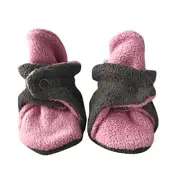 Soft Plush Pink & Grey Fleece Infant Soft Baby Cotton Booties. Ships from WA
