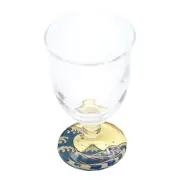 Kasyou Studio Edo Kiriko Sake Glass Kanagawa Wave Gold Leaf Kaga Maki-e Japan