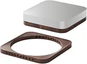 BRIMFORD Wooden Mac Mini Stand for Mac Studio/Mini, Hand-polished Choice Solid Black Walnut Desktop Stand, Dust Resistant and Heat Dissipating Bi-directional Ventilation For M2/M1 2023 Mac Stand