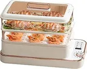 1350w Electric Steamer, 12l Home Electric Cooker, Double Layer Multifunctional Steamer, 360°heating, 10 Reservation Function, Suitable For Various Foods