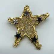 Fun Whimsical Star brooch pin 2 tone Fairy Costume