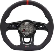 Leather With Red Stitching 12 O'clock Emblem Sport Steering Wheel Compatible For Audi A3 8Y, Car Accessories(S LOGO)