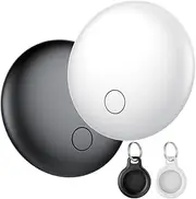 Air Tracker Tag-2 Pack, Item Finder Works with Find My App (iOS Only), Luggage Tracker for bags, Keys, Wallets, Replaceable Batteries Last 1 Year, 100dB Loud Beep, 1Ivory and 1 matt black
