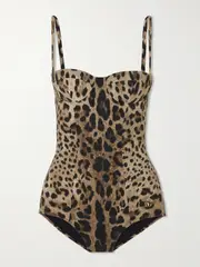[Dolce & Gabbana] Dolce & Gabbana - Embellished Leopard-print Underwired Swimsuit - Leopard print - 5 5 Animal print