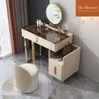 Dressing Table Make up Desk Vanity Set With LED Mirror Drawer Cabinet and Stool