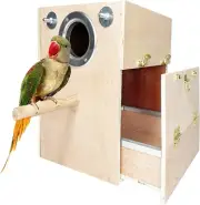 Kathson Parakeet Nesting Box Wooden Bird Breeding Nest Parrots Mating House