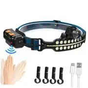 LED Headlamp Rechargeable Bright Hardhat Light COB Floodlight Red Lens Head