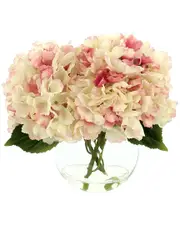 Creative Displays Pink Hydrangea Floral Arrangement in Clear Glass Vase