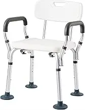 FFSPIIO Shower Bath Chair, Disabled Elderly Tool-Free Shower Bathroom Bench with Backrest Arms Removable Bathtub Chair Shower Chair