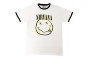 Nirvana | Official Band Ringer T-Shirt | Double Happy Face