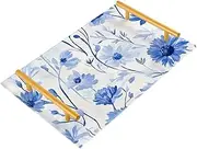 Beauty Spring Flowers Blue Daisy Decorative Serving Trays with Handles Handled Serving Tray for Jewelry Perfume for Party Serving bandeja decorativa para perfumes