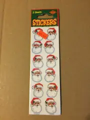VINTAGE MINI SANTA BEISTLE 2 SHEETS STICKERS 1998 NOS NIP