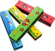 YARNOW 4pcs Wooden Harmonicas Set Creative Musical Instruments for Easy to Learn Portable for Music Classes and Home Use Encourages Patience Focus