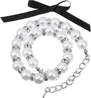 Yardwe Cat Pearls Necklace Pet Pearls Necklace Safe Adjustable Jewelry for Pet Fashion