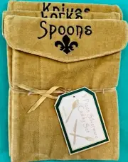 THANKSGIVING 3 PC. FABRIC BUFFET UTENSIL HOLDERS FORKS KNIVES SPOONS HOLDERS NEW