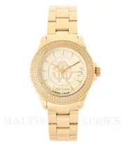 ROBERTO CAVALLI WATCH by FRANCK MULLER 35mm GOLD TONE LOGO CRYSTALS $995
