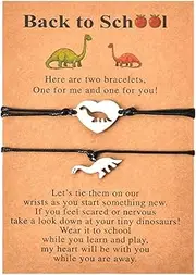 [Xiyantiji] Inspirational Back to School Gifts for Daughter and Mommy Mom First Day of School Gift Matchaing Dinosaur Heart Bracelets