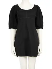 Black Balloon Sleeve Mini Dress